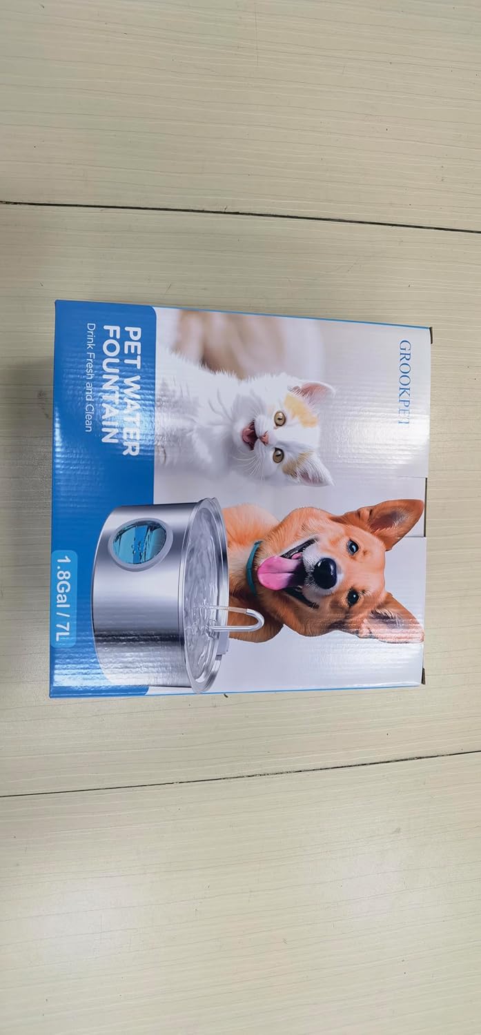 Dog Water Fountain for Large Dogs: 7L/236oz/1.8G Dog Fountain Stainless Steel - Big Cat Drinking Fountain Indoor - Super Quiet Water Fountain for Dogs Inside - for Large Dog Cats & Multi-Pet Home