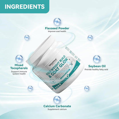 Horse Weight Gain Supplement Weight Build & Coat Glow Supplement for Horses Grounded Flaxseed with Omega-3 840g