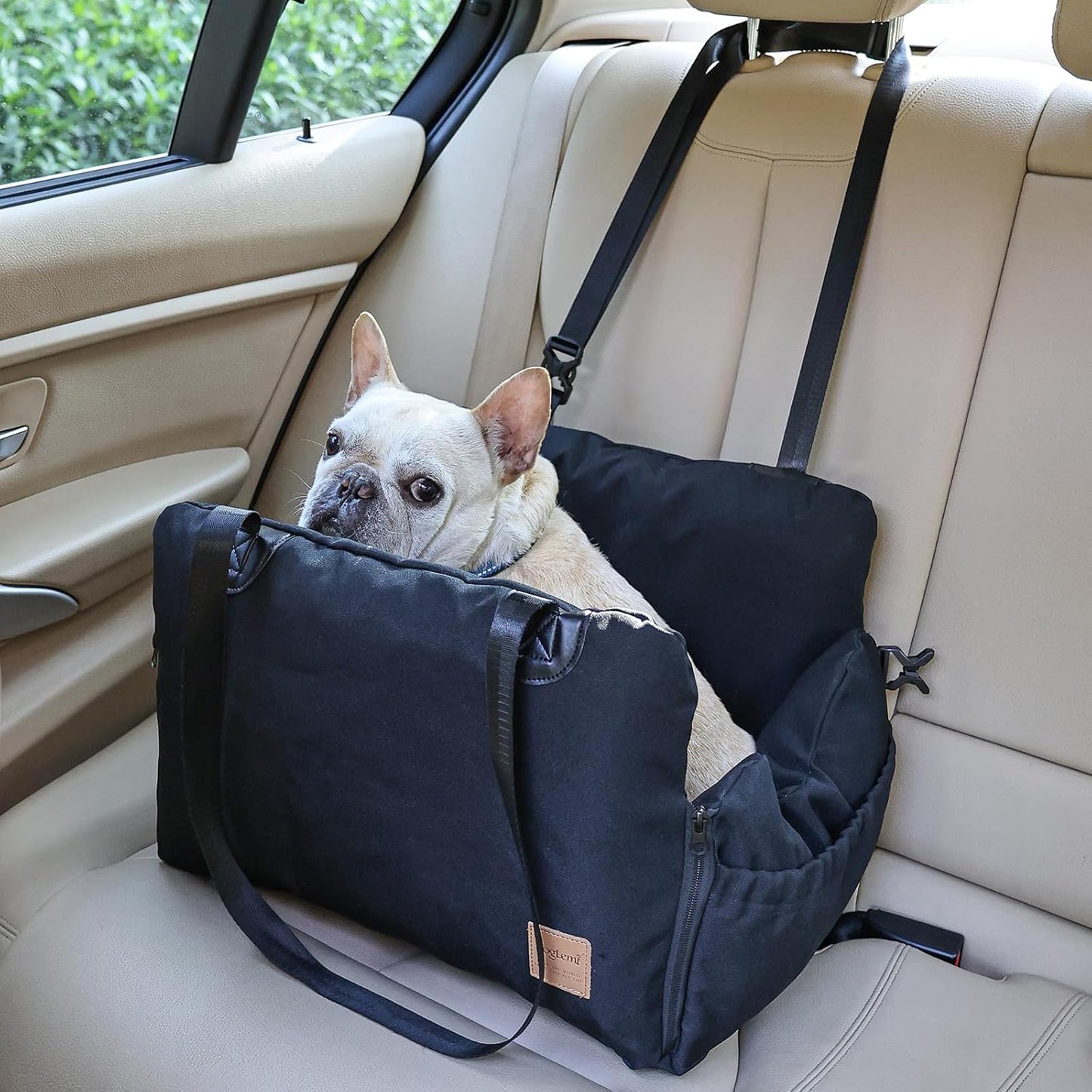 VVICOGARD Dog Car Seats for Small Dogs, Removable Airbag Design Black Washable Pet Booster Seat with Thick Cushion, Travel Doggie Bed Carseat for Small Dog Up to 33 lbs