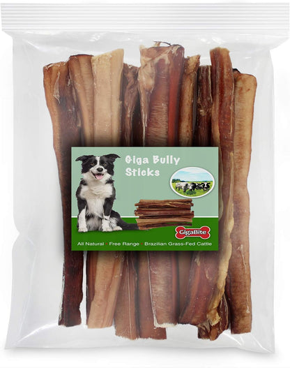 GigaBite 12" Giga Bully Sticks (Pack of 8) - All Natural, Free Range Beef Pizzle Dog Treat - by Best Pet Supplies