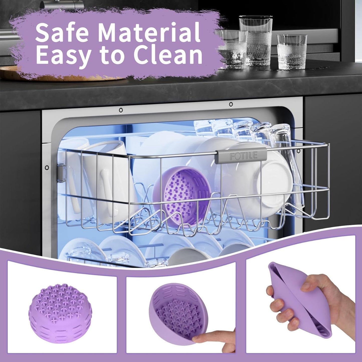 Purple Dog Puzzle Toy & Lick Mat for Bathing - Grooming Helper & Boredom Buster Slow Feeder Bowl with Suction Cups for Dogs and Cats - Interactive Treat Dispenser(Only for Small Dogs)