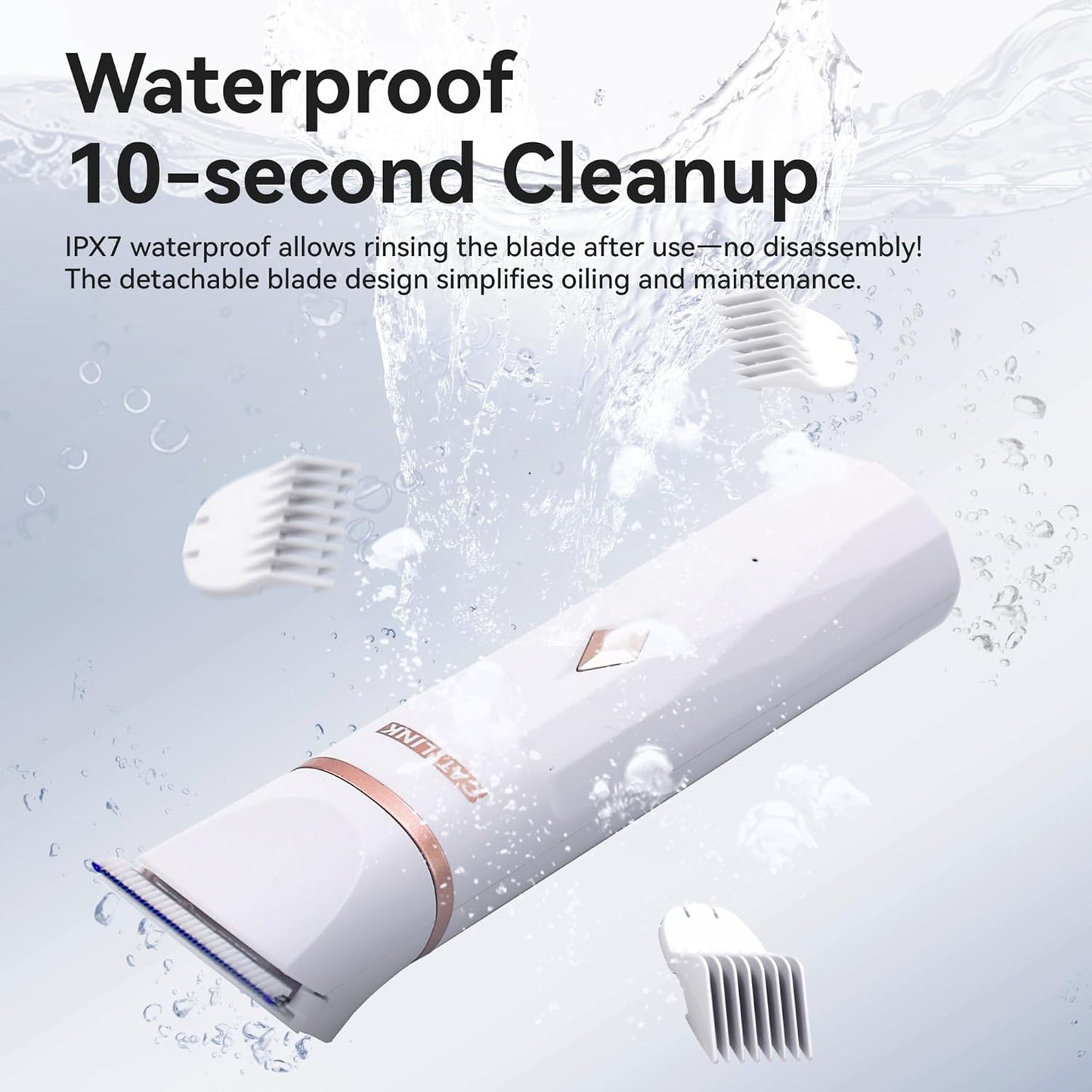 CATLINK Waterproof Cat Clippers for Matted Hair, Quiet Cat Grooming Kit, Pet Shaver Cordless for Long Hair, Pet Hair Clippers for Dogs and Other Small Animals at Home, White