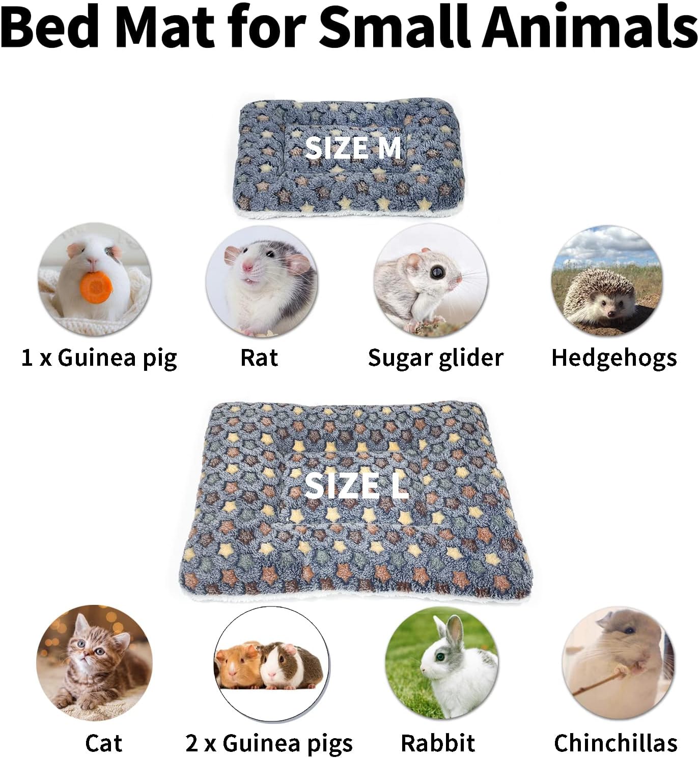 Amakunft 2 Pcs Large Guinea Pig Bed Mat, Rabbit Sleep Bed, 17.7x13.7x2 Inches, Small Animal Playpen for Bunny/Chinchilla/Hedgehog