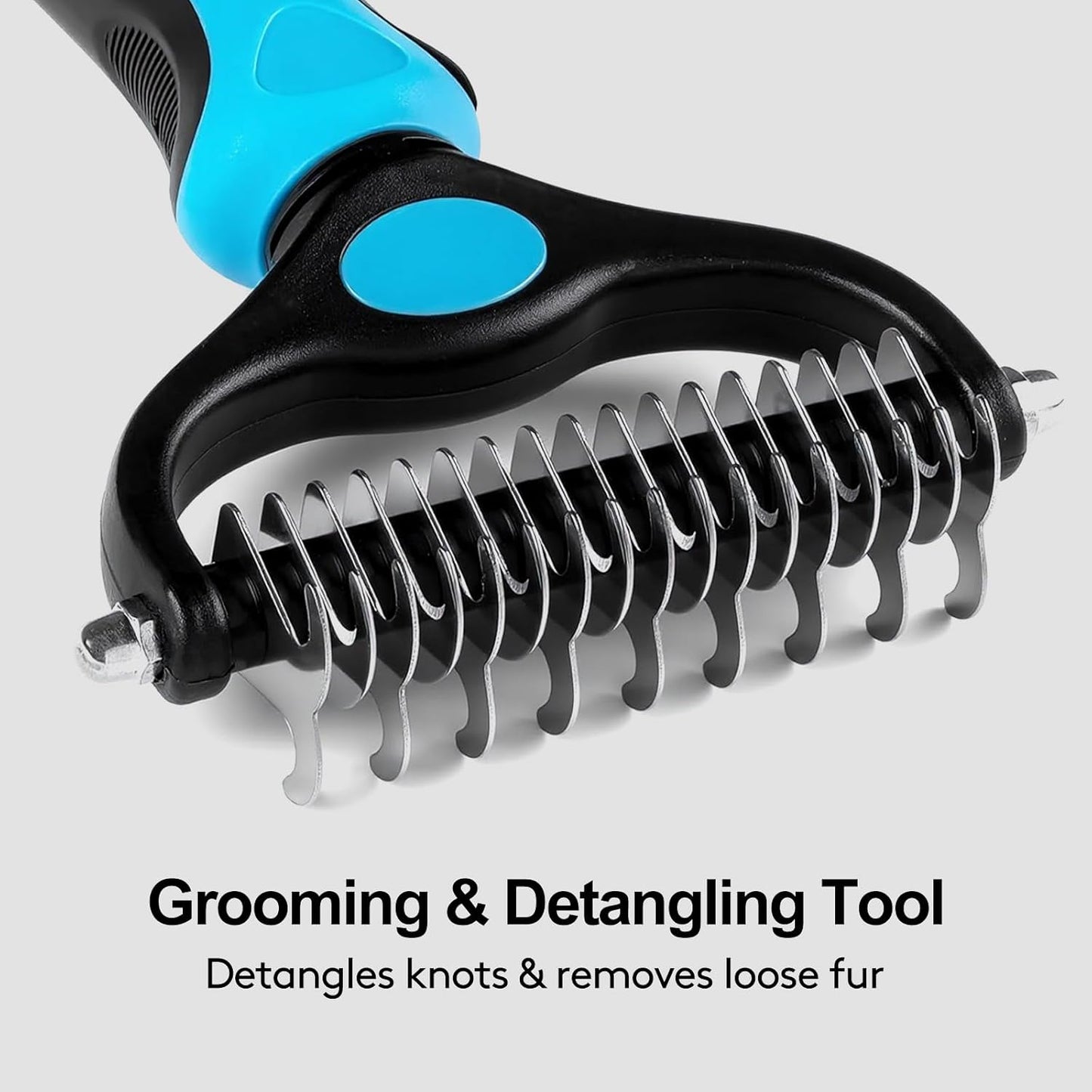 Pet Dematting Comb Grooming Tool, Double-Sided Deshedding Brush for Dogs & Cats, Removes Mats, Tangles & Loose Fur