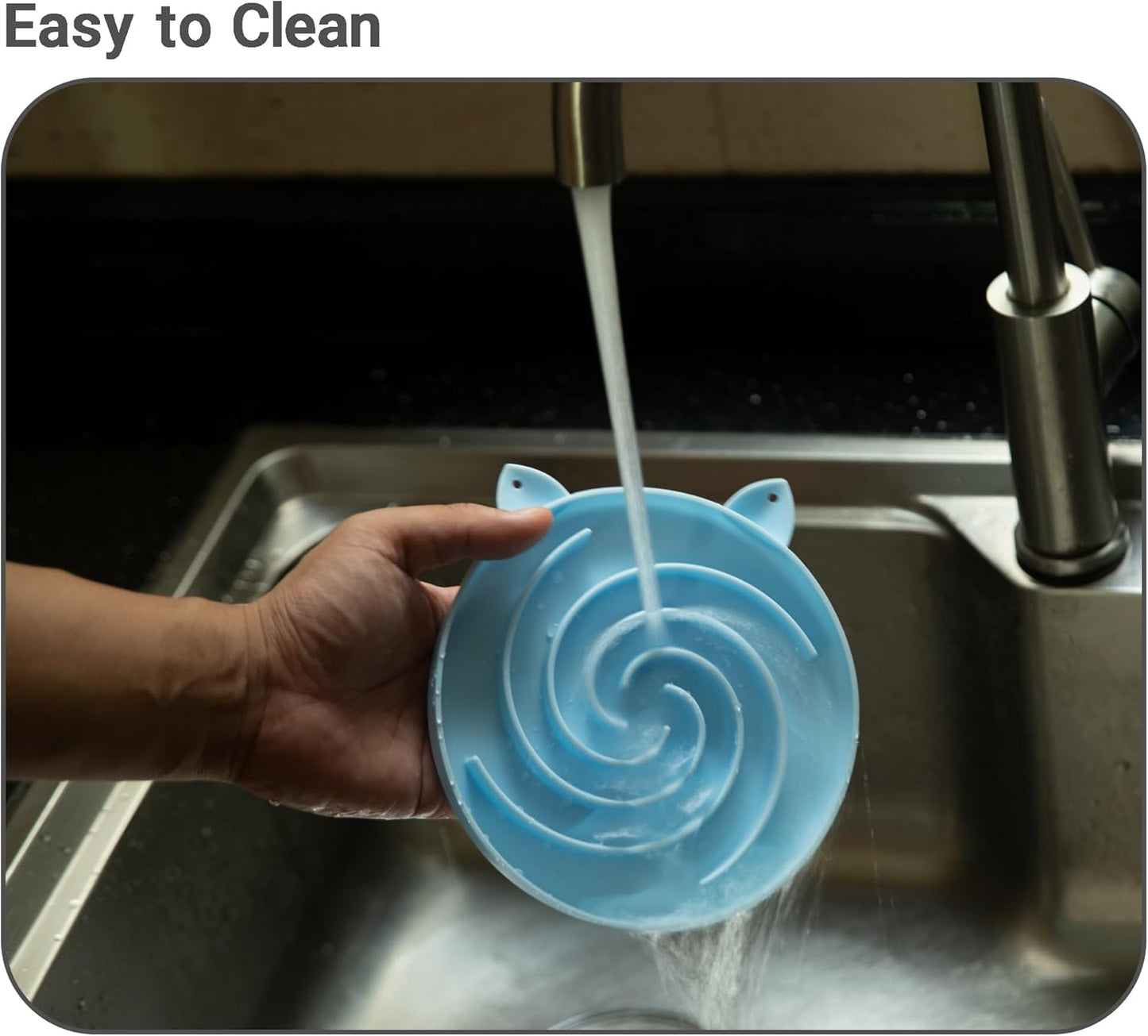 Slow Feeder Cat Bowl, Easy to Clean Silicone Bowl, Ideal for Dry and Wet Food (Green and Blue)