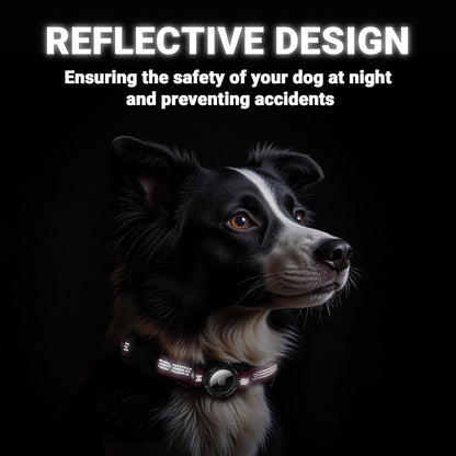 AirTag Dog Collar, IP68 Waterproof Integrated Air Tag Dog Collars with Reflective, Ultra-Durable, Comfortable Padded, Heavy Duty Dog Collars for Small Medium Large Dogs, S (10.6"-13.6"), Pink