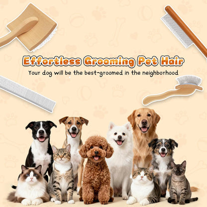 3 PCS Slicker Brush for Dogs, Makerfire Ergonomic Dog Slicker Brush for Grooming Long Hair Dogs, Professional Dog Grooming Brushes with Detangler Comb for Golden Doodle & Poodle