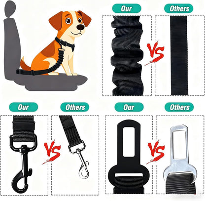 Dog Seat Belt,Set Retractable Dog Car Harness Adjustable Dog Seat Belt for Cars, Trucks, SUVs Nylon Pet Safety Seat Belts Heavy Duty（Black）