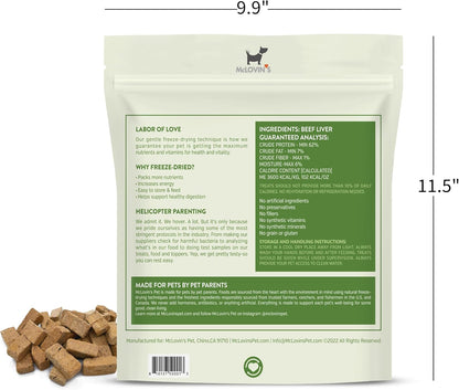 McLovin's Pet Freeze Dried Raw Beef Liver Dog Treats and Toppers, 14 oz. - Single Ingredient, Grain-Free, Gluten-Free, High-Protein Treat – Healthy Dog Training Treats
