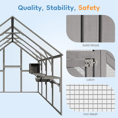 Extra Large Catio – Walk-in Outdoor Cat Enclosure for Multiple Cats, 110" Multi-Level Wood Cat Patio Playpen with Weatherproof Roof, Bridges, Condos and Door Access