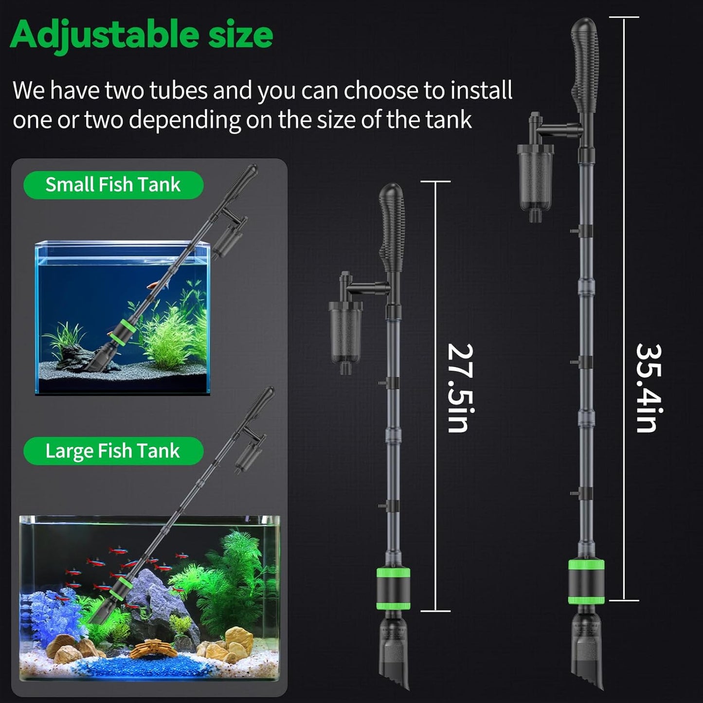 32W Electric Aquarium Vacuum Gravel Cleaner - Strong Suction, Automatic Water Change, Algae Remover, Sand Wash, Water Shower, Water Circulation & Timed Off