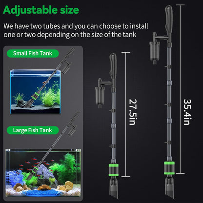 32W Electric Aquarium Vacuum Gravel Cleaner - Strong Suction, Automatic Water Change, Algae Remover, Sand Wash, Water Shower, Water Circulation & Timed Off