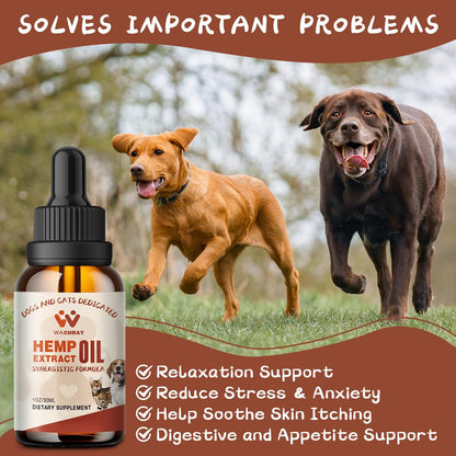 （3-Pack） Hemp Oil for Dogs Cats - Calming Drops Dog Relaxants - Help Pets Anxiety Stress Hip & Joint Pain Arthritis Sеizures Rеlief - Skin Нiр Jоint Hеalth - Organic Pet Hemp Oil Drops