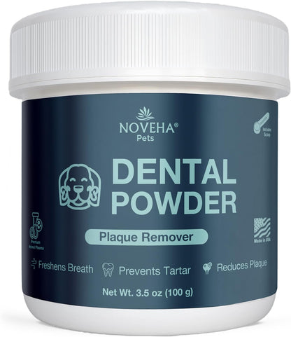 NOVEHA Pet Dental Powder | Vet-Approved Oral Care for Dogs & Cats | Natural Tartar Remover for Dogs Fresh Breath Formula | Easy Teeth Cleaning for Daily Use (1 - Pack)