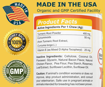 Probiotics for Dogs Digestive Turmeric Joint Support Bundle - Eliminates Joint Pain Inflammation, Incontinence, Gas and Diarrhea