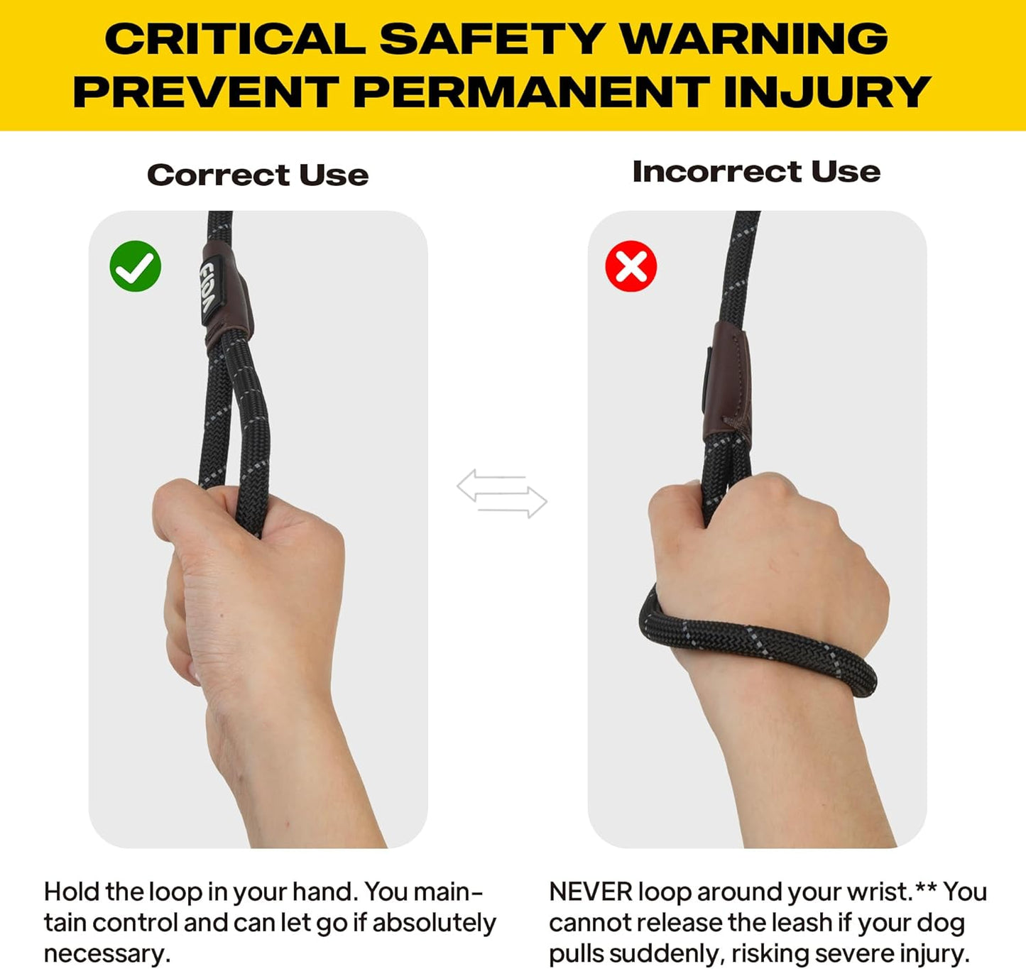 Fida Durable Slip Lead Dog Leash, 6 FT x 1/2" Heavy Duty Dog Loop Leashes, Comfortable Strong Rope Slip Leash for Large Medium Dogs, No Pull Pet Training Lead with Highly Reflective(1/2", Black)