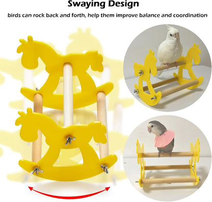 Bird Bed for Cage with Sturdy Bottom, Waterproof Bird Nest for Parakeet & Rocking Bird Perch Toy, Wooden Parrot Toys Training, Intelligence Bird Enrichment Toys for Cockatiels