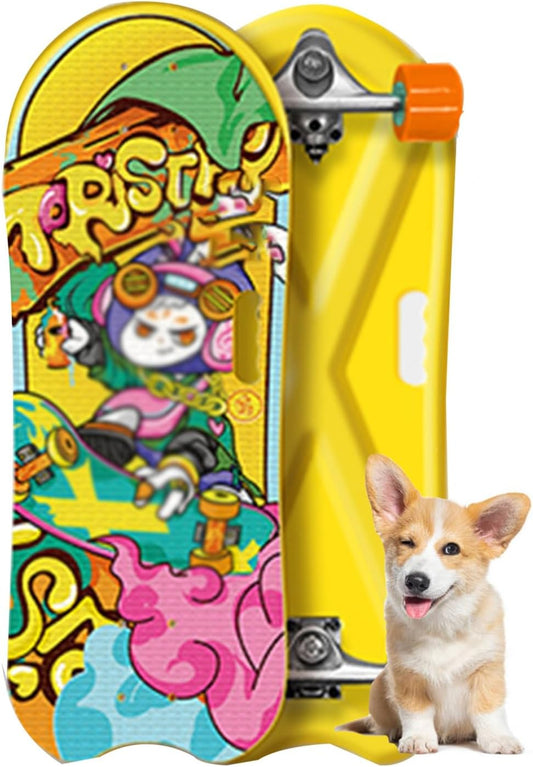 Dog Skateboard, Dog Skateboard for Bulldogs, Cat Skateboard Pu Wheels Pet Skateboard Complete Designed for Dogs and Pets(Yellow)