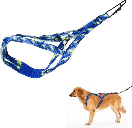 Dog Pulling Harness, Sled Dog Harness for Running, Pull Dogs Leash is Suitable for Cross-Country Running, Dogs Sports, Bicycle Traction, Ski Traction, Sled, Sled Dog 25.5kg (Blue, L)