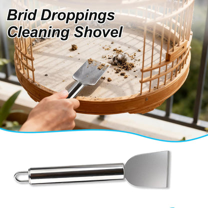 6 PCE Set Bird Cage Cleaner with Cleaning Towel, Stainless Steel Poop Remover & Cage Cleaning Brush Tools, Complete Bird Cage Accessories for Parakeet & Small Animal Cage Cleaning