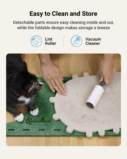 DownyPaws Cat House for Indoor Cats, Cat Bed Cave for Multiple & Large Cats Up to 22 Lbs, Scratch Resistant Peekaboo Cat Caves, Foldable Tunnel Enclosed Bed, PeekaPurr, Forest