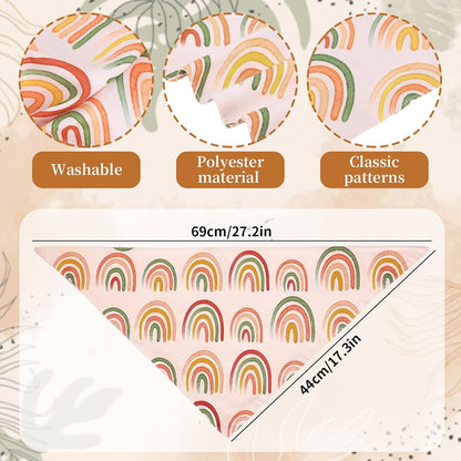 Whaline 4Pcs Boho Pet Bandanas Spring Daisy Dog Scarf Washable Adjustable Triangle Dog Bibs Puppy Neckerchief for Cat Pet Birthday Costume Accessories