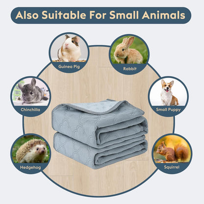 Washable Guinea Pig Cage Liner - 4 Pack Reusable Washable Pee Pads，Waterproof Guinea Pig Bedding for Small Animal - Rabbit Bunny Hamster Puppy (Light Grey, 12" X 12" - 4 Pack)