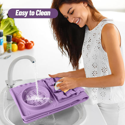 Large Silicone Snuffle Mat, 32"x 20" Dog Lick Mat with Suction Cups, Slow Feeder for Small | Medium | Large | Multiple Dogs Slow Eating, Boredom Reducer (Purple)