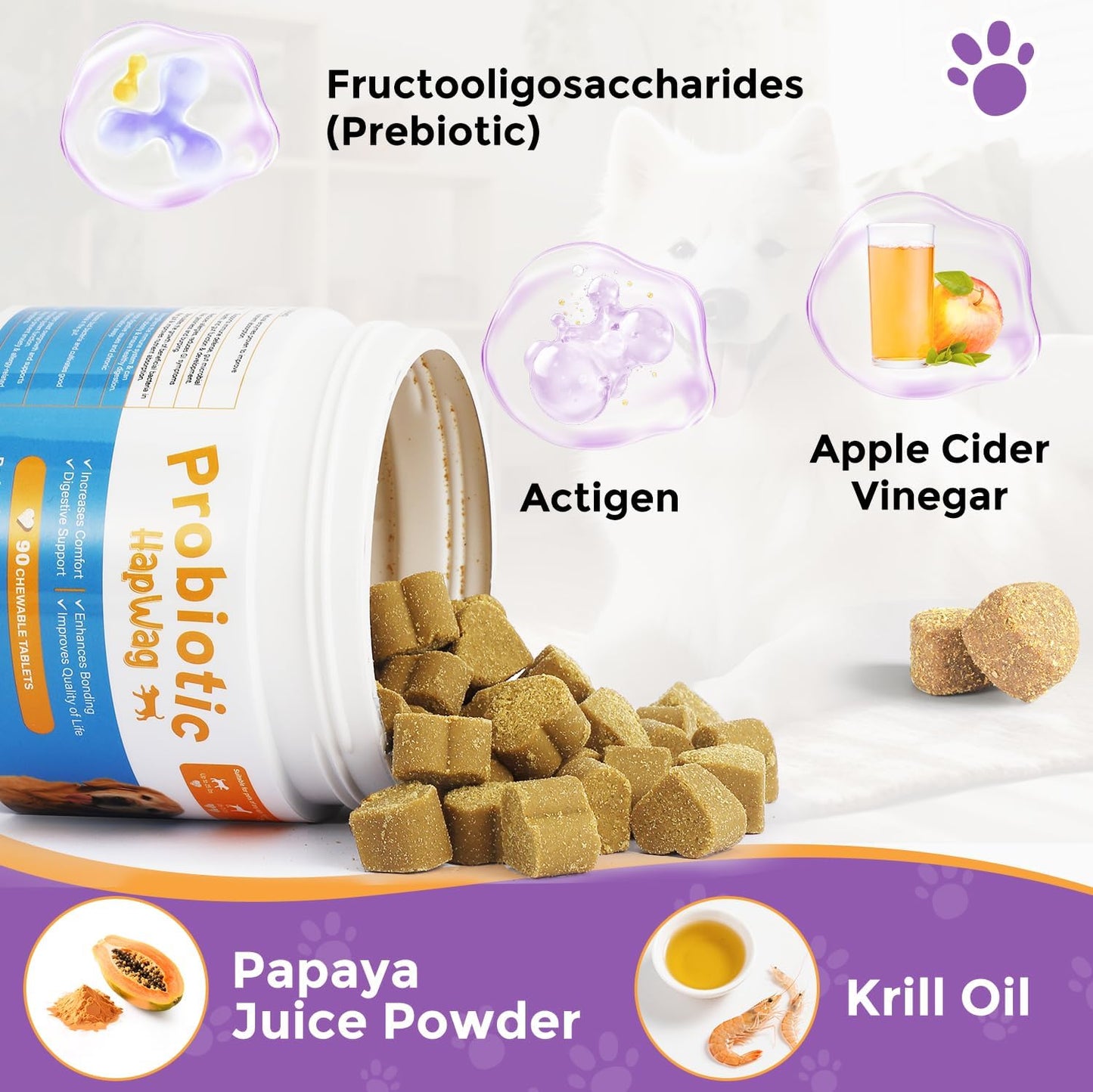 Dog Allergy and Immune Relief Chews - Probiotics for All Breeds and Ages Dogs, Support Gut Digestive Health, Anti Diarrhea, Constipation Relief, Dog Supplements - Pork Flavor - 90 Soft Chews