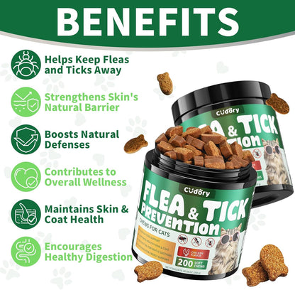Flea & Tick Support for Cats, Fleas and Ticks Chews + Fleas and Ticks Drops Comfort Formula for Cat All Breeds & Ages