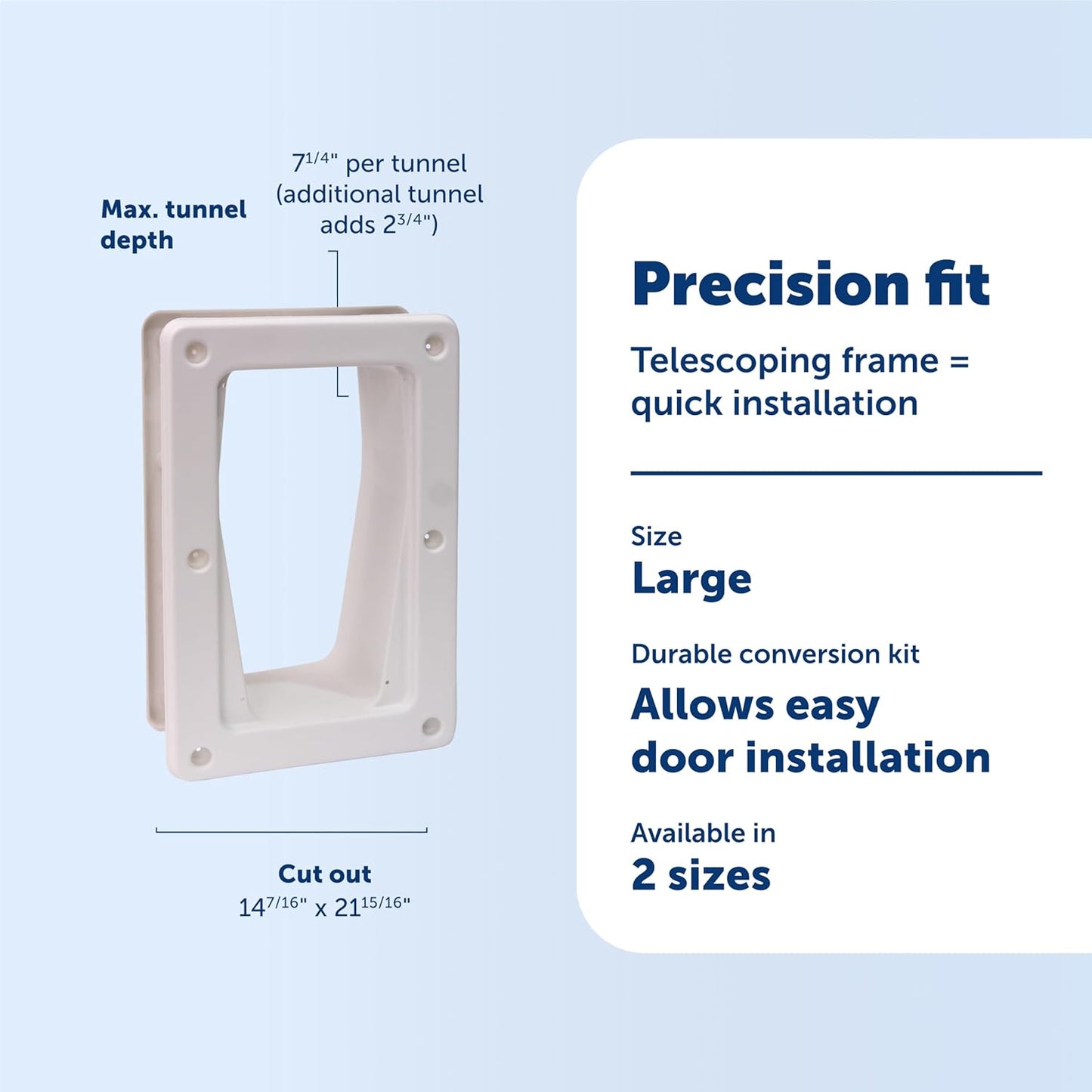 PetSafe Electronic Pet Door Wall Conversion Kit - for Electronic Doggie Door Installation in Thick Walls & Doors - Durable Plastic Frame with Telescoping Design - Large