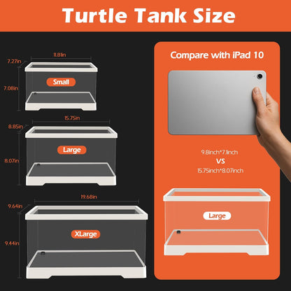 AZV Small Turtle Tank Kit,PC Starter Aquarium and Large Red Eared Slider Aquatic for Baby Tortoise,Fishes and Amphibians,Include Basking Pl