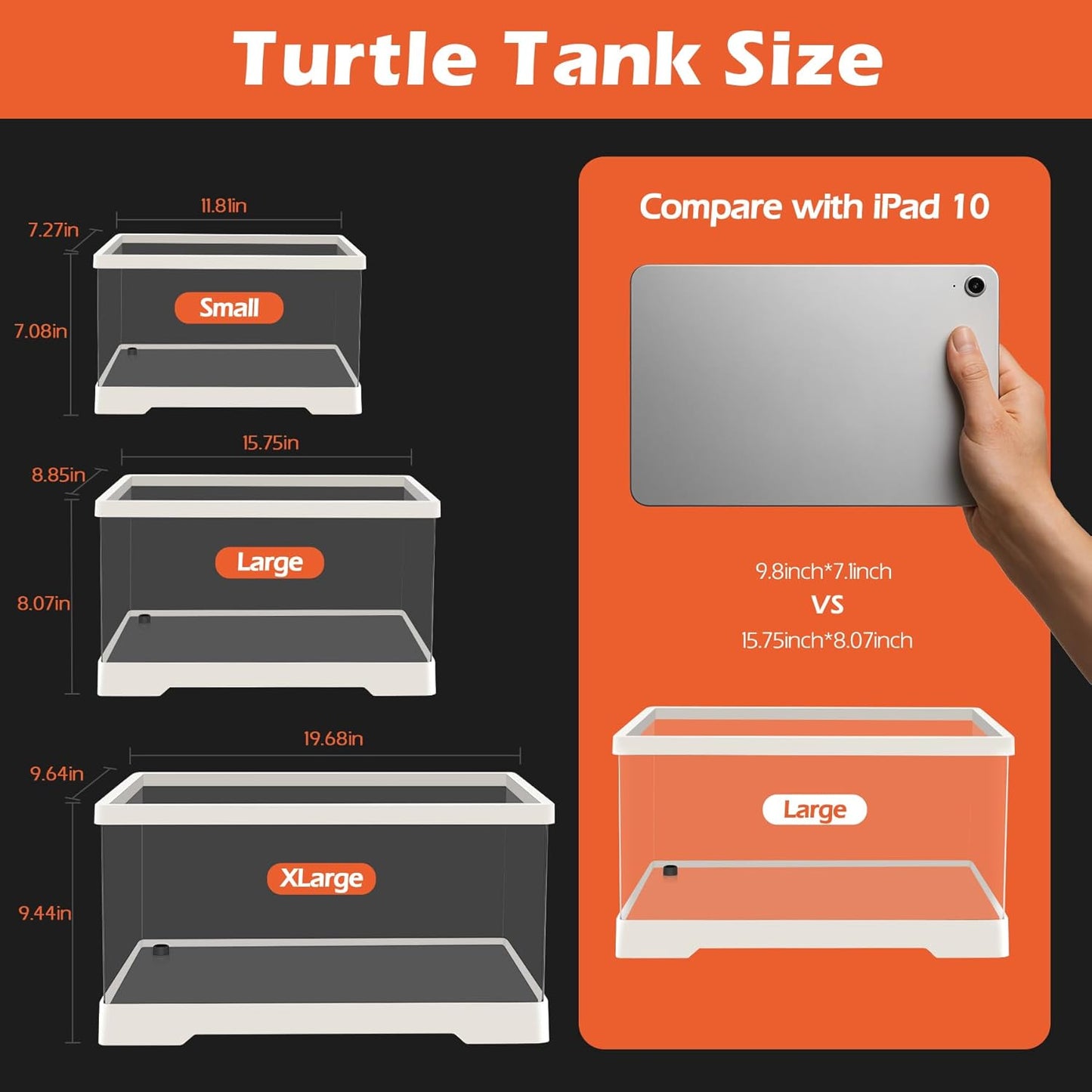 AZV Small Turtle Tank Kit,PC Starter Aquarium and Large Red Eared Slider Aquatic for Baby Tortoise,Fishes and Amphibians,Include Basking Pl
