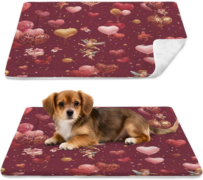 susiyo Red Love Hearts Dog Bed Mat - Super Soft & Warm Pet Pad, 25x18 Inch Machine Washable Mat for Small Medium Dogs, Couch Protector, Crate & Travel Bed Topper