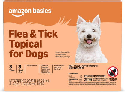 Amazon Basics PreventativeFlea and Tick Topical Treatment for Small Dogs (5-22 Pounds), 3 Count, Packaging May Vary