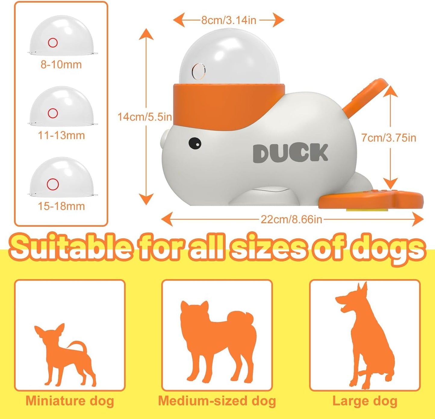 Dog Interactive Treat Dispenser Toy Food Puzzle Slow Feeder Duck-Shaped Dog Puzzle Feeders for Small Medium Dogs Cats IQ Training Reduces Bloating for Healthy Eating White