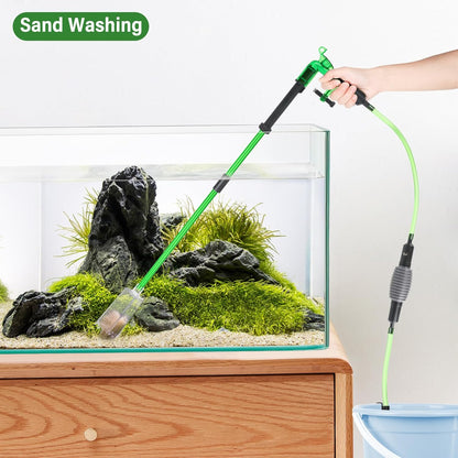 AQQA Aquarium Siphon Gravel Vacuum Fish Tank Cleaner kit,Stress Ball Python Water Changer,Extendable Length and Fixed On Fish Tank,Manually Water Changer Wash Sand S