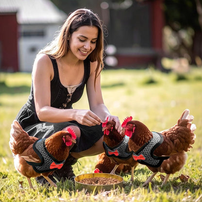 Chicken Harness with Leash Set, Upgraded Double Adjustable Mesh Breathable Chicken Training Harness, Pets Leash for 3-4 Lb Hens Duck Goose Small Pets Training Walking Supplies (Black)