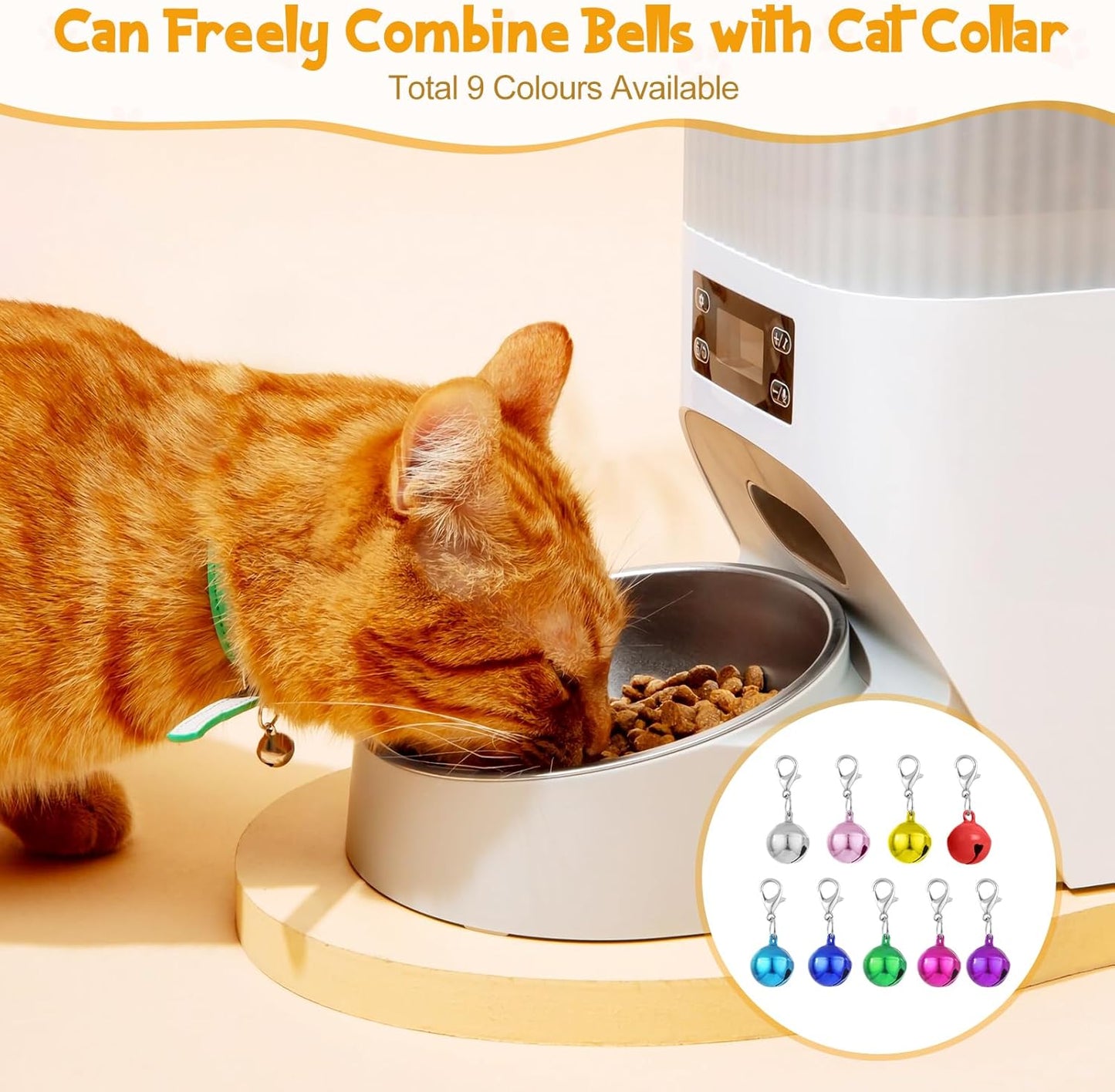 Cat Collar Bell Pet Bells for Cat Dog Collar, 9 Pack Small Dog Puppy Pet Bells for Collars with 1Pack Keychain