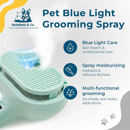 BelleBête & Co. Pet Steam Brush for Dog and Cat, Pet Hair Removal Grooming and Shedding Tool with One-Click Easy Self-Cleaning, USB Charging, No-Rinse Conditioning, Combs for Animals | Purple