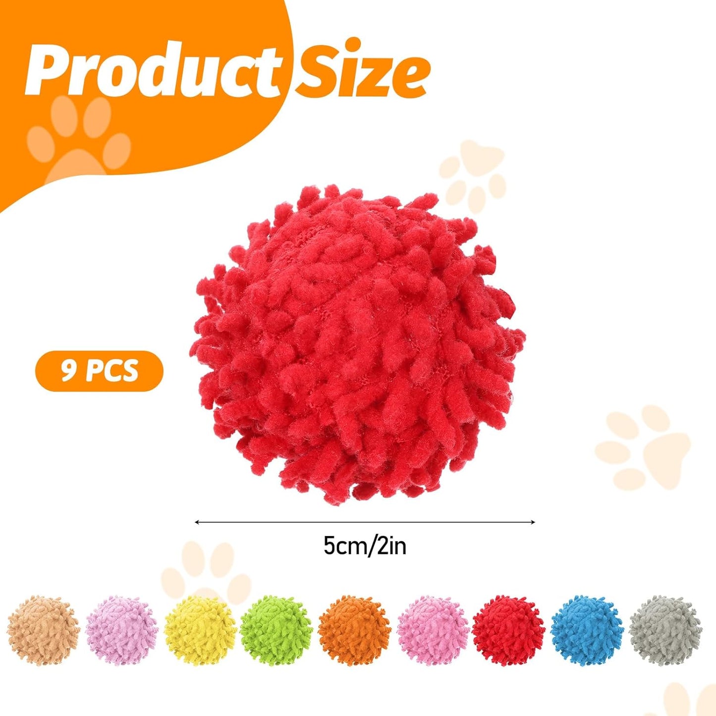 9 Pcs Fuzzy Cat Ball Toys Kitten Puff Balls Safe Pom Pom Balls for Indoor Cats 2-inch Colorful Cats Toy Ball Soft Catss Poms Kitten Chasing Toys with Bell for Catss Kittens Pet Exercising Playing