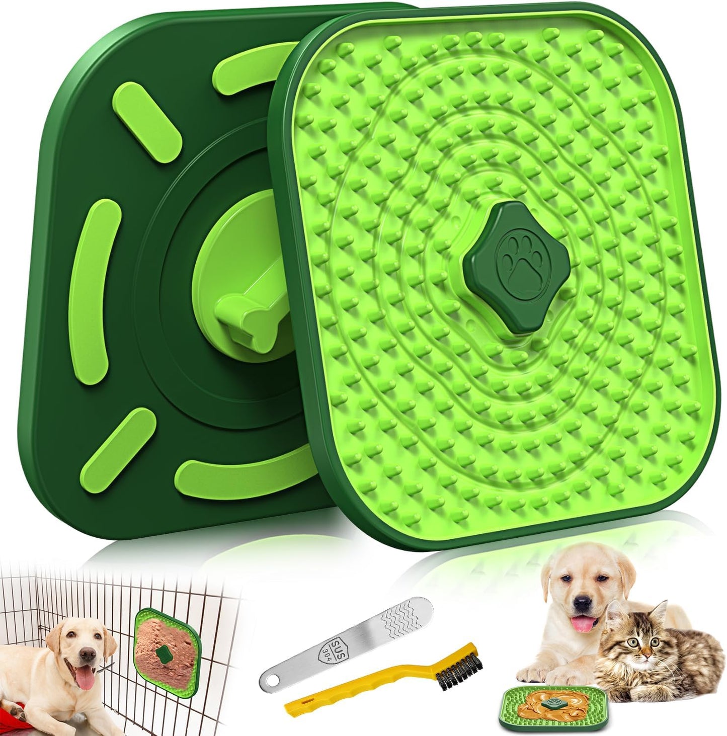 HOPET Licking Mat for Dogs Crate, Interactive Large 7.1" Size Lick Mats for Boredom Relief & Anxiety Reduction, Soft & Safe Peanut Butter Lick Pad for Training(Square-Shaped)