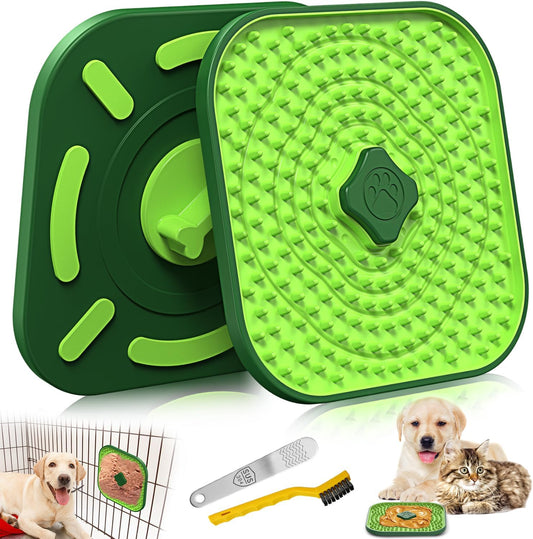 HOPET Licking Mat for Dogs Crate, Interactive Large 7.1" Size Lick Mats for Boredom Relief & Anxiety Reduction, Soft & Safe Peanut Butter Lick Pad for Training(Square-Shaped)