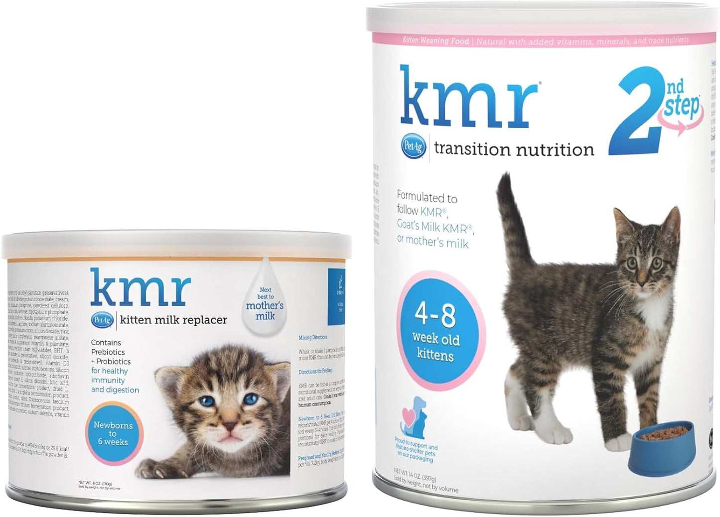 PetAg KMR Kitten Milk Replacer Powder (6 oz) + PetAg KMR 2nd Step Kitten Weaning Food (14 oz)