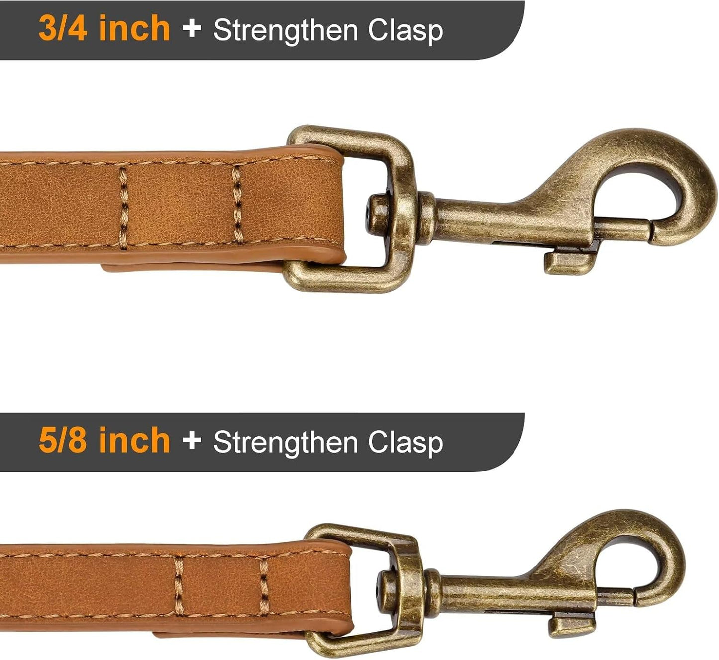 Didog Stylish PU Leather Dog Leash for Small Dogs, Easy to Clean 5ft Small Dog Leash with Metal Tangle-Free Clip, Fashionable and Elegant for Walking, Running and Training,Light Brown, S