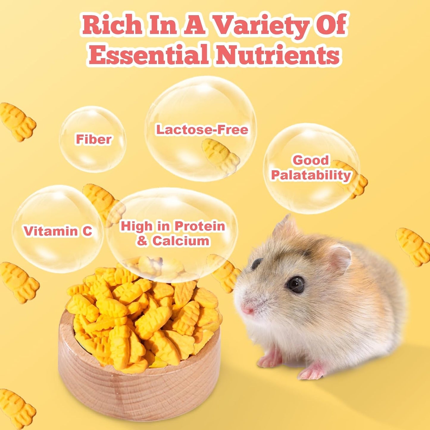 Rabbit Chew Toys, Hamster & Gerbil Treats Bunny Treats Small Animal Molar Toys for Guinea Pig Hamster Bunny Chinchilla Gerbil, 50g / 1.76oz