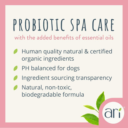 Ari Probiotic Flea & Tick Shampoo for Dogs (16 oz) – Natural Control with Tea Tree & Lemongrass – pH-Balanced, Soothes Itchy Skin, Sulfate-Free