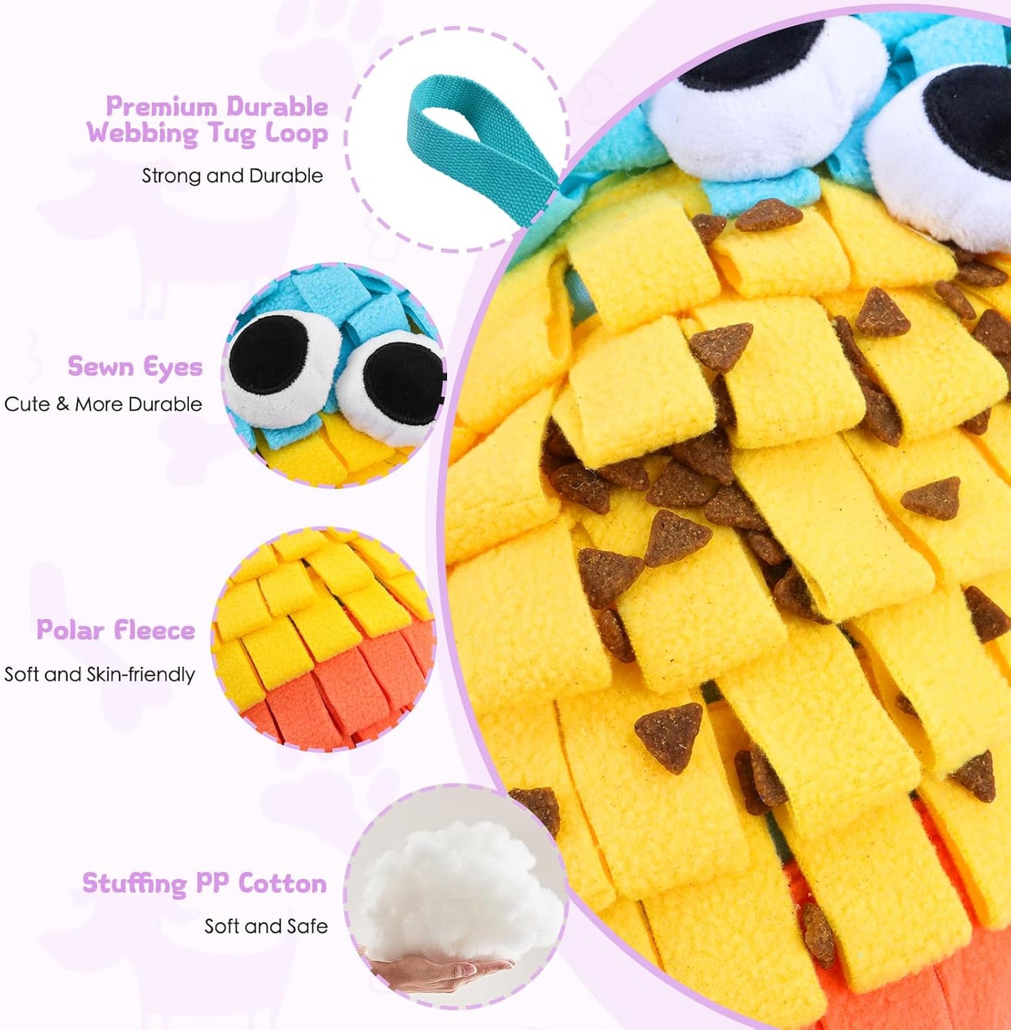 Dog Tug Toy, Squeaky Dog Toys with 2 Handles, Perfect for Interactive Tug of War, Fetch & Puppy Training, Durable Pull Rope Toy for Small Medium Dogs (Yellow)