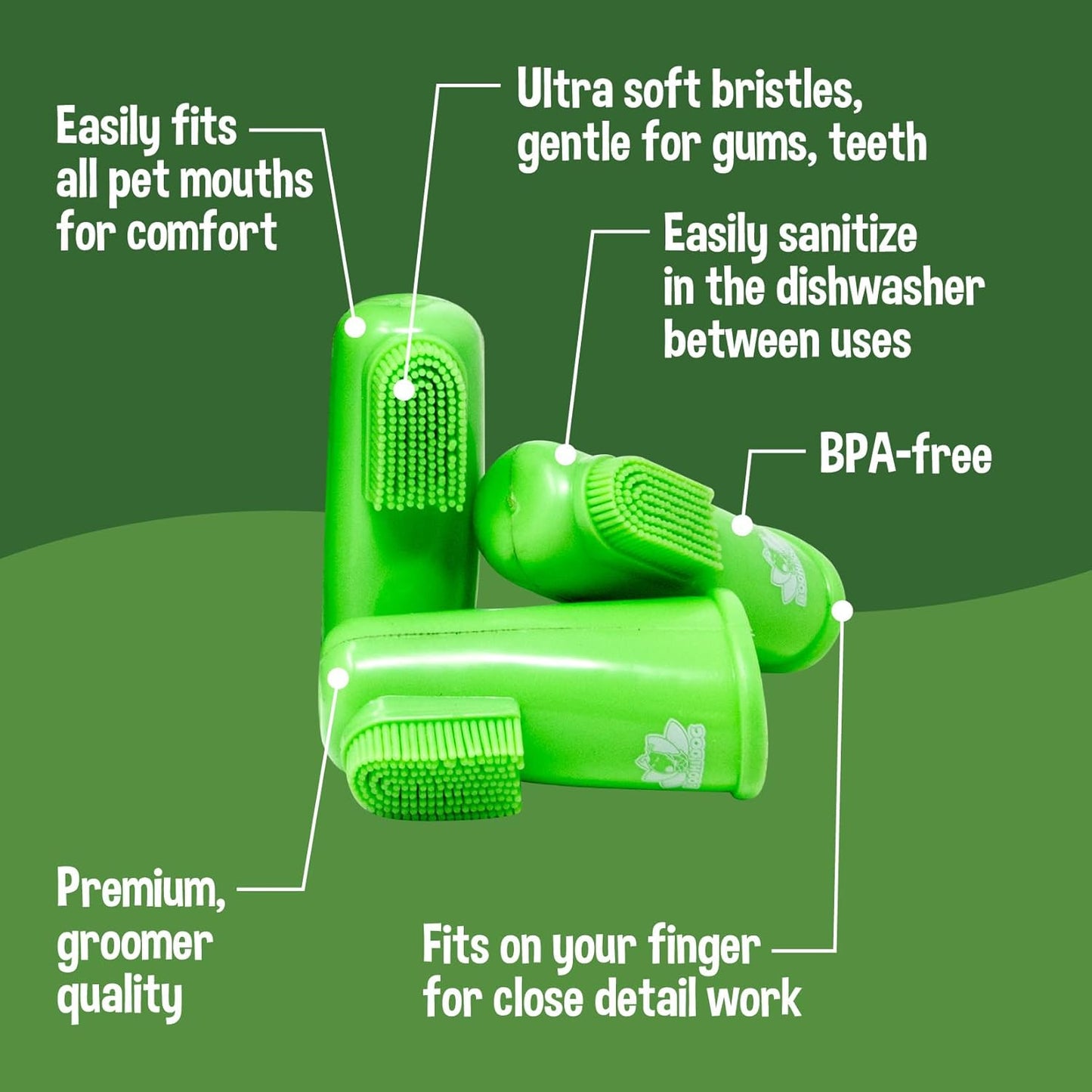 Bodhi Dog Finger Toothbrush for Dogs & Cats - Puppy Toothbrush with Soft Flexible Silicone Bristles, Gentle for Sensitive Gums, Promotes Healthy Teeth & Gums, Easy Teeth Cleaning Tool (50 Count)