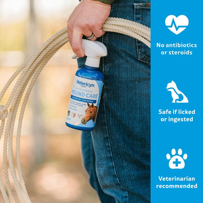 Vetericyn Plus Horse Wound Care Spray | Equine Healing Aid and Skin Repair, Clean Wounds, Relieve Itchy Skin. 16 ounces